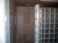 Shower with Glass Blocks and Porcelain Tile