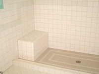 Ceramic Tiled Decorative Pattern on Shower Floor