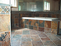 Slate Bathroom Floor and Bath Tub