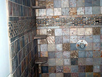 Indian Slate with Cut Slate Deco Stripe Shower