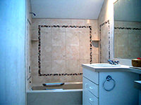 Marble Bathroom Walls with Deco Stripes